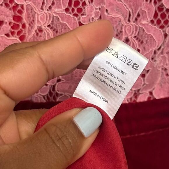 Saloni Wallis Velvet Dress Size Pink Red Size 2 - Picture 9 of 12